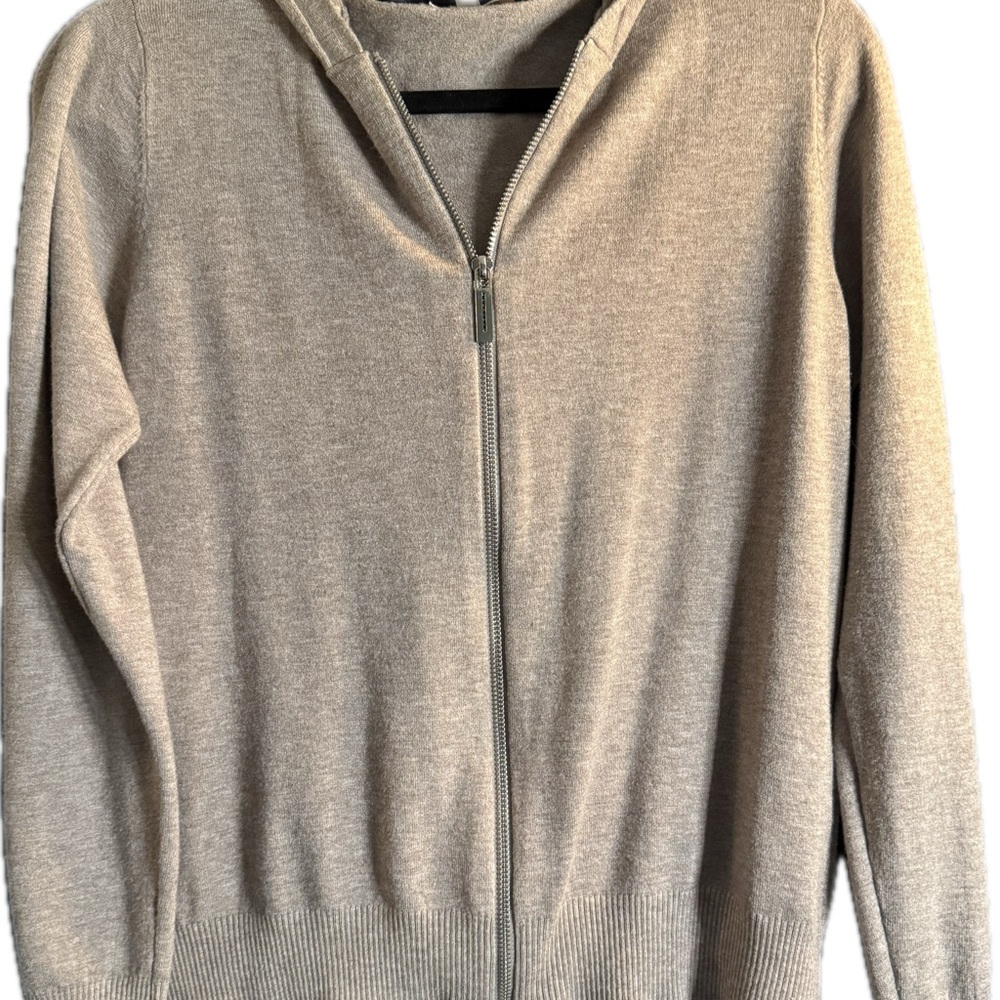 Women’s Taupe Zip-Up Sweater